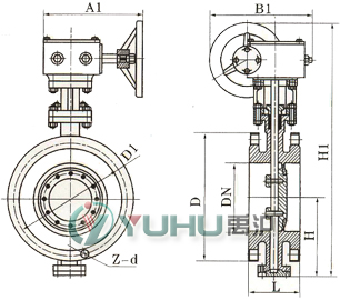 D343H/W三偏心硬密封蝶閥 連接尺寸圖 D343H/W三偏心硬密封蝶閥 連接尺寸圖