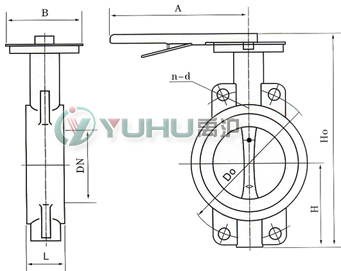 D71F四氟密封蝶閥 (手柄傳動) 