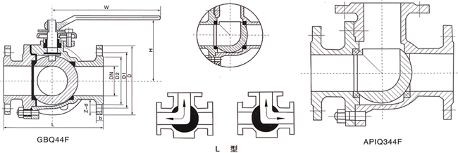 三通L型球閥 (結(jié)構(gòu)尺寸圖) 三通L型球閥 (結(jié)構(gòu)尺寸圖)